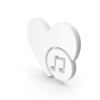 Heart with Music Note Symbol White PNG & PSD Images