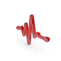 Red Glass Heart Beat Cardiogram Outline Symbol PNG & PSD Images