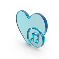 Heart With Music Note Symbol Glass PNG & PSD Images