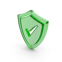 Green Glass Shield With A Check Mark Symbol PNG & PSD Images