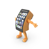 Orange IPhone Mascot Happy Pose PNG & PSD Images
