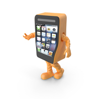 Orange Cell Phone Mascot Walking PNG & PSD Images