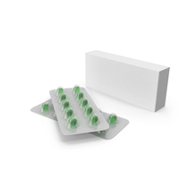 Green Pills With Box Packaging PNG & PSD Images