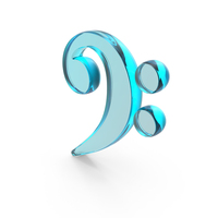 Blue Glass Bass Clef Music Symbol PNG & PSD Images