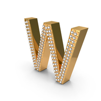 Gold With Diamond Letter W PNG & PSD Images
