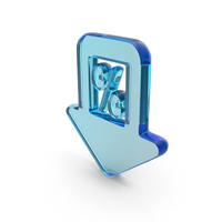 Blue Glass Percentage Down Symbol PNG & PSD Images