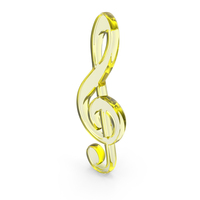 Yellow Glass Treble Clef Music Symbol PNG & PSD Images