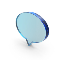 Blue Glass Speech Bubble Symbol PNG & PSD Images