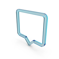 Blue Glass Square Speech Bubble Outline Symbol PNG & PSD Images