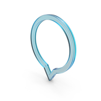 Blue Glass Round Speech Bubble Outline Symbol PNG & PSD Images