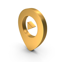 Gold Location Pin Play Symbol PNG & PSD Images
