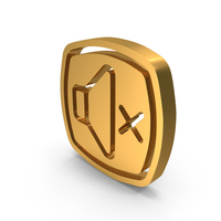 Gold Speaker Mute Symbol PNG & PSD Images