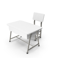White Little Student Desk & Chair PNG & PSD Images