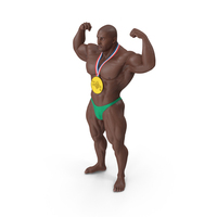 Bodybuilder Afro American Man Winner Pose PNG & PSD Images