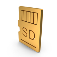 Gold SD Memory Card Icon PNG & PSD Images