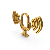 Gold Microphone With Sound Wave Outline Icon PNG & PSD Images