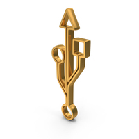 Gold USB Data Transfer Outline Icon PNG & PSD Images