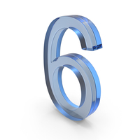 Blue Glass Number 6 PNG & PSD Images