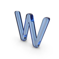 Blue Glass Letter W PNG & PSD Images