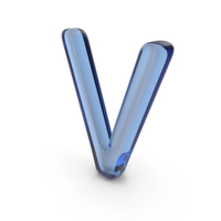 Blue Glass Letter V PNG & PSD Images