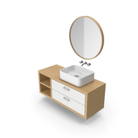 Bathroom Cabinet With Sink And Mirror PNG & PSD Images