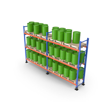 Pallet Rack And Green Barrels PNG & PSD Images