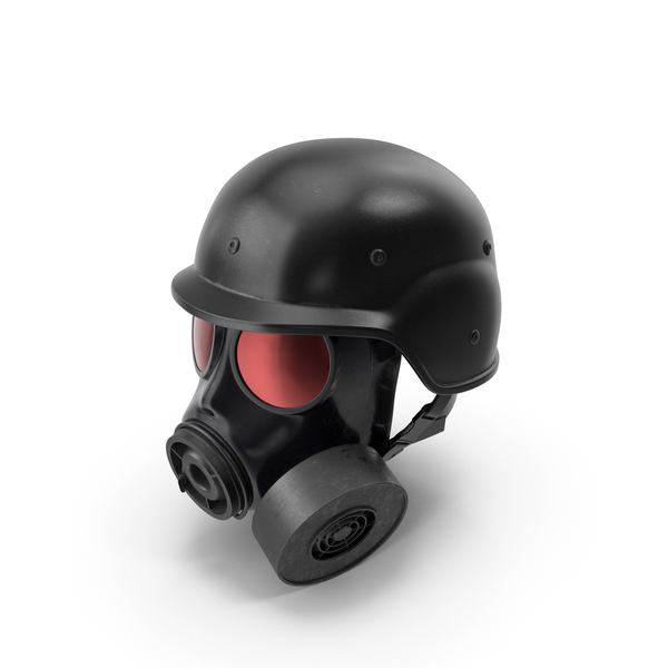 Gas Mask Red Mirrored and Helmet PNG & PSD Images