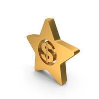Gold Dollar Inside Star Symbol PNG & PSD Images