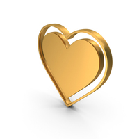 Gold Heart In Heart Frame Symbol PNG & PSD Images