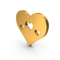 Gold Three Hearts In Heart Symbol PNG & PSD Images