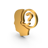 Gold Man Thinking With Question Mark Symbol PNG & PSD Images
