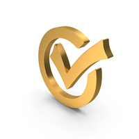 Tick Mark Check List Accept Inside Circle Gold PNG & PSD Images