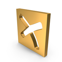 Gold Wrong Cross In Square Symbol PNG & PSD Images