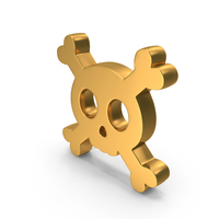 Gold Crossed Bone Skull Symbol PNG & PSD Images