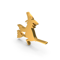 Gold Halloween Witch Broom Symbol PNG & PSD Images