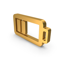 Gold Battery Power Charge 2 Bars Symbol PNG & PSD Images