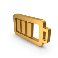Gold Battery Power Charge 3 Bars Symbol PNG & PSD Images
