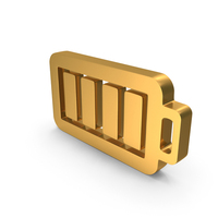 Gold Battery Power Charge 4 Bars Symbol PNG & PSD Images