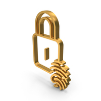 Gold Fingerprint Secure Lock Symbol PNG & PSD Images