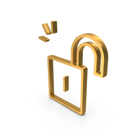 Gold Secure Lock Break Symbol PNG & PSD Images