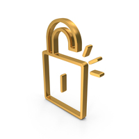 Gold Lock Break Symbol PNG & PSD Images