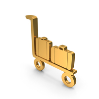 Gold Cart With Briefcases Symbol PNG & PSD Images