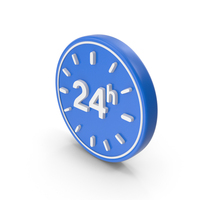 Blue & White 24 Hours Time Round Symbol PNG & PSD Images
