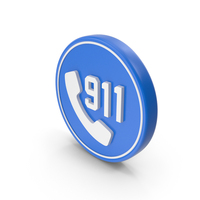 Blue & White 911 Helpline Round Symbol PNG & PSD Images