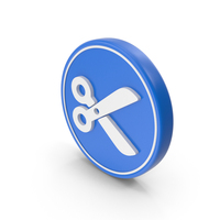 Blue & White Scissor Round Symbol PNG & PSD Images