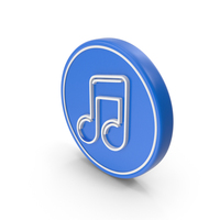Blue & White Music Round Symbol PNG & PSD Images