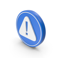 Blue & White Warning Round Symbol PNG & PSD Images