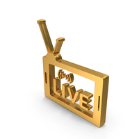Gold TV Live Stream WiFi Symbol PNG & PSD Images