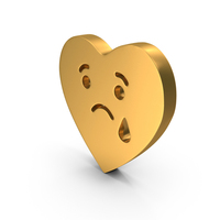 Gold Heart Cry Emoji Symbol PNG & PSD Images