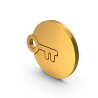 Gold Lock Key In Circle Symbol PNG & PSD Images